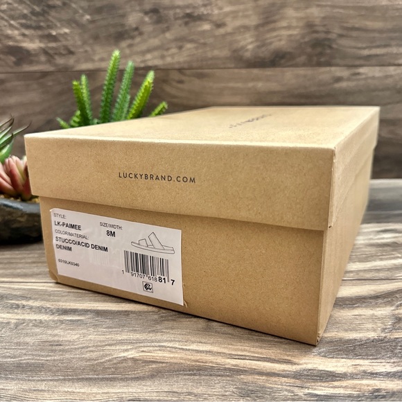 NIB Lucky Brand Paimee Double Two Strap Slide Sandal Stucco/Acid Denim 8M - Picture 12 of 12